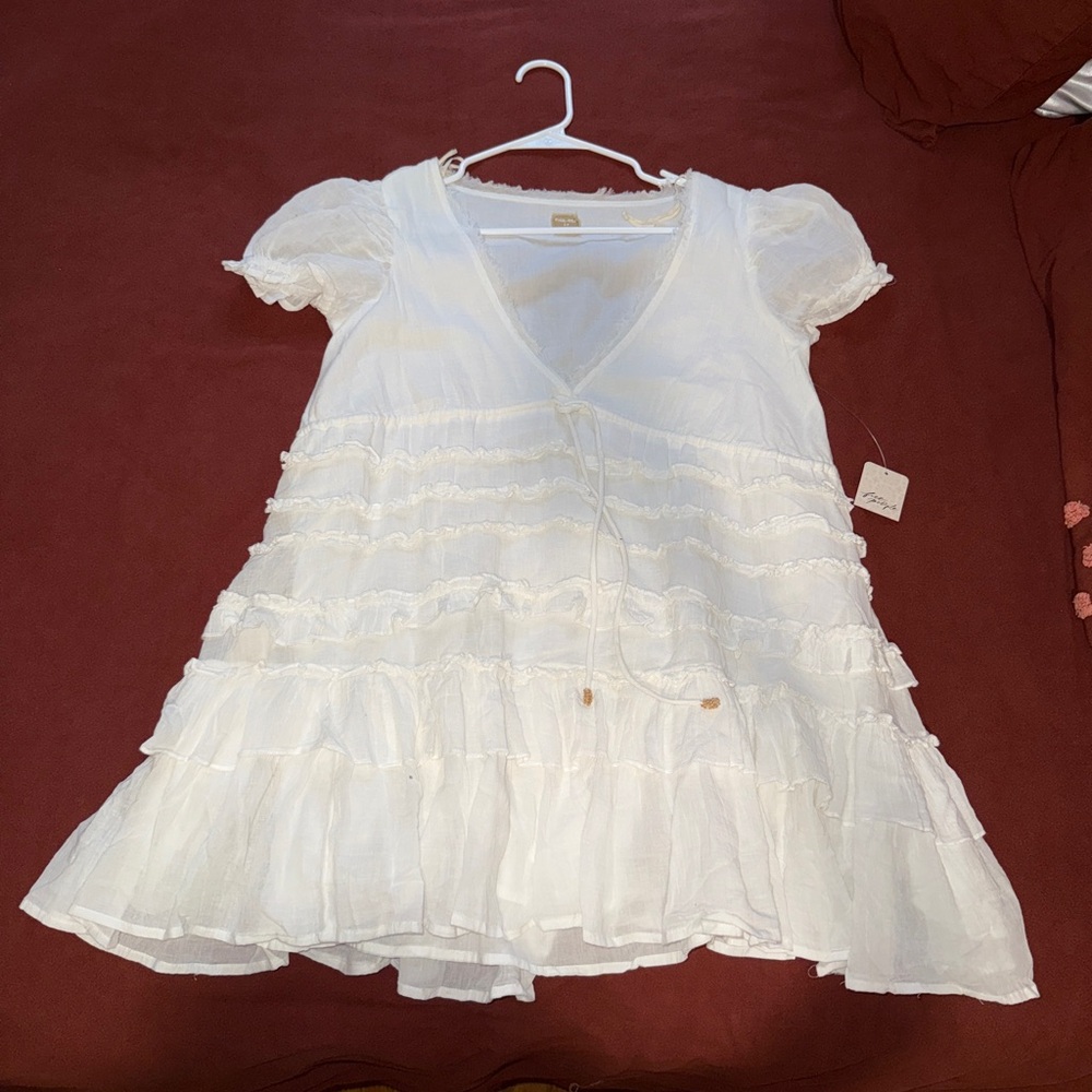 Free People Cream Ruffled Dress